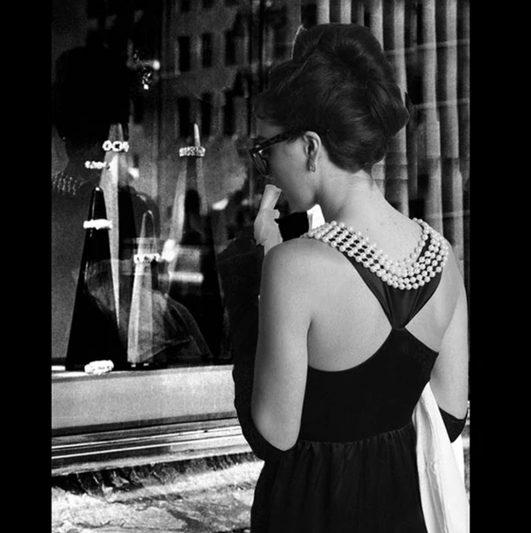 Audrey in a Bag- Premium Quality Iconic Holly Golightly Audrey Hepburn Complete Black Satin Dress Costume Set - Utopiat