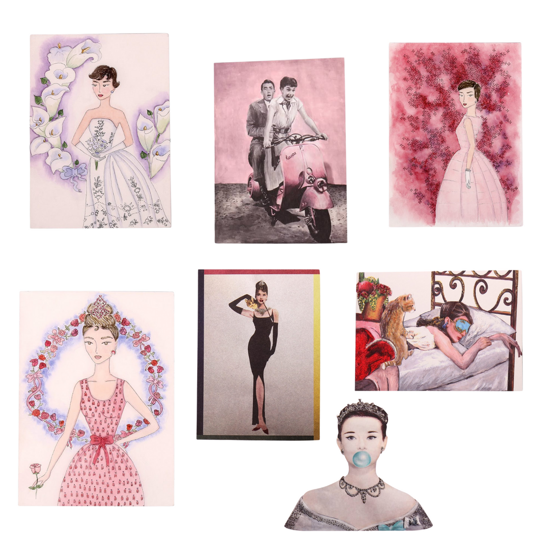 Audrey Hepburn Inspired Hand Illustrated All Occasion Greeting Cards  Bundle 7 Unique Designs Featuring her Most Iconic Styles and Movie Roles - Utopiat
