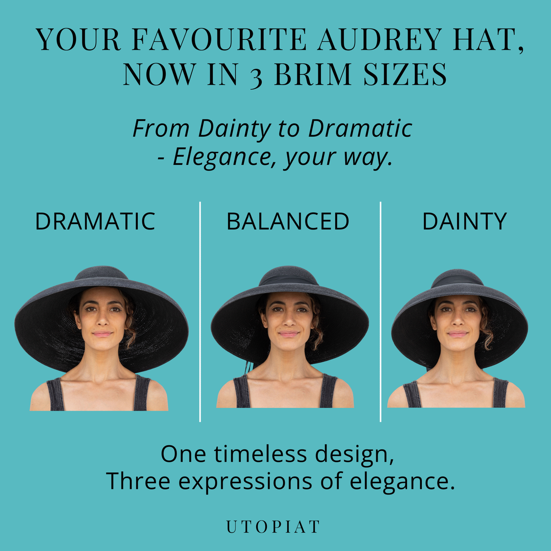 MIU Premium Black Straw Sun Hat for Women – Adjustable Fit with 3 Brim Sizes & Custom Scarf Options | Audrey Hepburn Inspired Wide Brim Hat for Weddings, Halloween & Summer Elegance