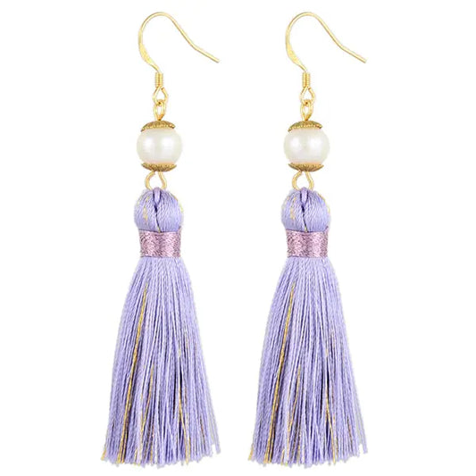 Holly Tassels and Pearl Earrings in Sparkling Lavender Inspired By BAT - Utopiat