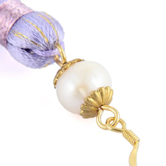 Holly Tassels and Pearl Earrings in Sparkling Lavender Inspired By BAT - Utopiat