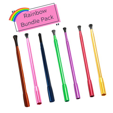 Colors of the Rainbow High Glamour Smoking Accessory Extendable Cigarette Holder Bundle Set Red, Green, Blue, Pink, Orange, Purple and Gold