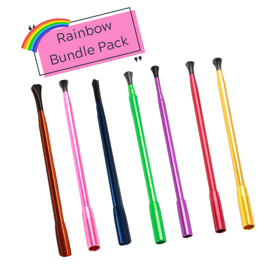 Colors of the Rainbow High Glamour Smoking Accessory Extendable Cigarette Holder Bundle Set Red, Green, Blue, Pink, Orange, Purple and Gold - Utopiat