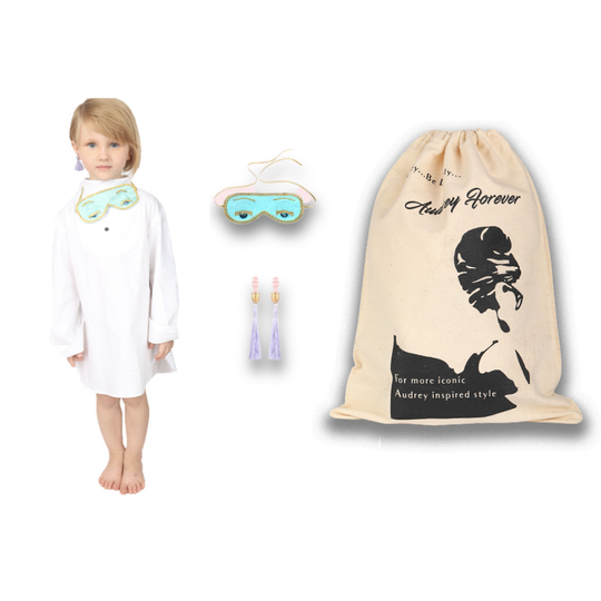 Audrey in a Bag Mini Holly Iconic Sleep Set – Audrey-Inspired Loungewear with Tassels & Elegance for Halloween & Cozy Nights