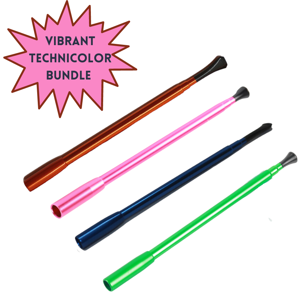 Vibrant Technicolor High Glamour Smoking Accessory Extendable Cigarette Holder Blue, Orange, Green and Pink - Utopiat