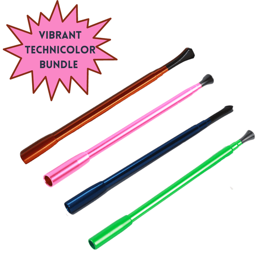 Vibrant Technicolor Extendable Cigarette Holder – High Glamour Accessory | Retro Blue, Orange, Green & Pink Styling for Halloween Costumes & Vintage Chic - Utopiat