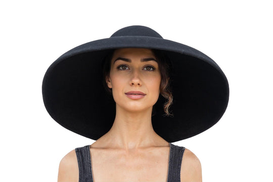 Holly Golightly Oversized Wool Hat – Audrey Hepburn Breakfast at Tiffany’s Inspired | 3 Brim Sizes + Scarf Options | Elegant Wide Brim Black Hat for Derby, Weddings, Funerals & Halloween