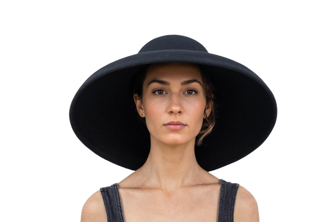 Holly Golightly Oversized Wool Hat – Audrey Hepburn Breakfast at Tiffany’s Inspired | 3 Brim Sizes + Scarf Options | Elegant Wide Brim Black Hat for Derby, Weddings, Funerals & Halloween
