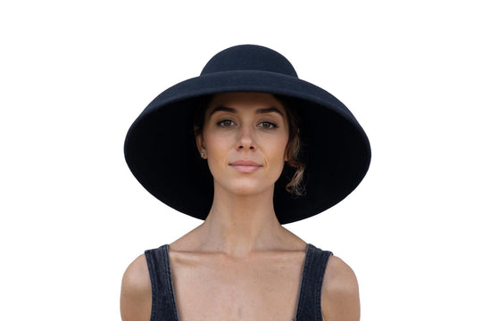 Holly Golightly Oversized Wool Hat – Audrey Hepburn Breakfast at Tiffany’s Inspired | 3 Brim Sizes + Scarf Options | Elegant Wide Brim Black Hat for Derby, Weddings, Funerals & Halloween