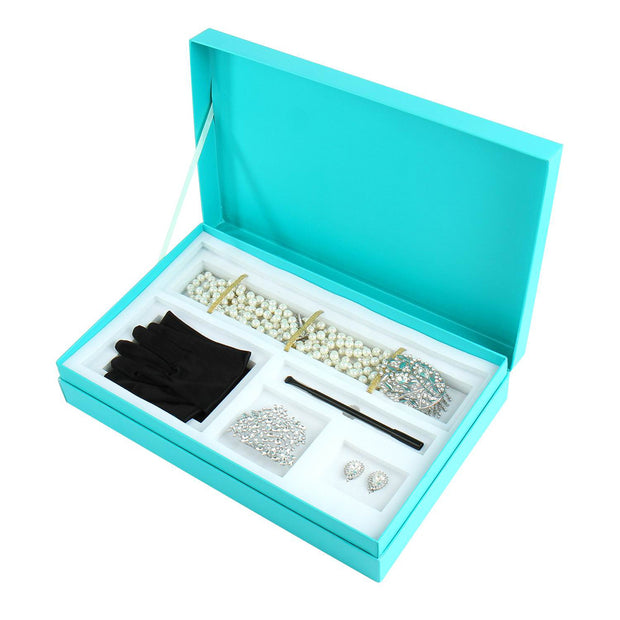 Holly Gift Boxed Premium 5 Piece Satin Dress & Accessories Set Inspired By Breakfast At Tiffany’s - Utopiat