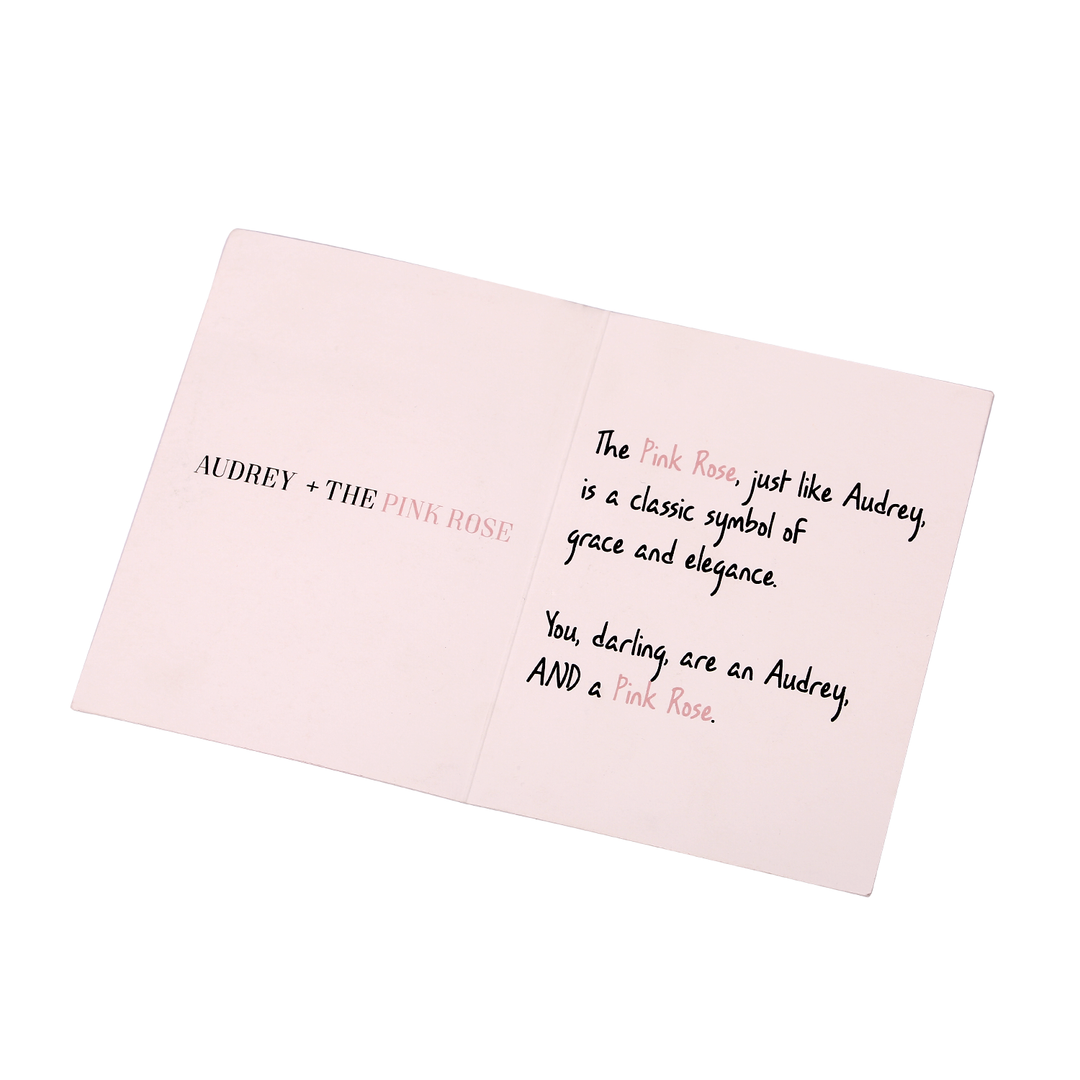 Audrey + The Pink Rose Hand Illustrated All Occasion Greeting Card - Utopiat