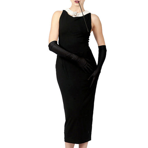 Holly Iconic Black Dress In Cotton Inspired By Breakfast At Tiffany’s - Utopiat
