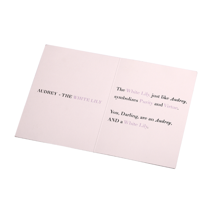 Audrey + the White Lily Hand Illustrated Greeting Card - Utopiat