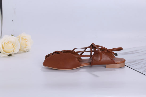 Princess Ann Gladiator Caramel Brown Sandals Inspired by Roman Holiday