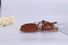 Princess Ann Gladiator Caramel Brown Sandals Inspired by Roman Holiday - Utopiat