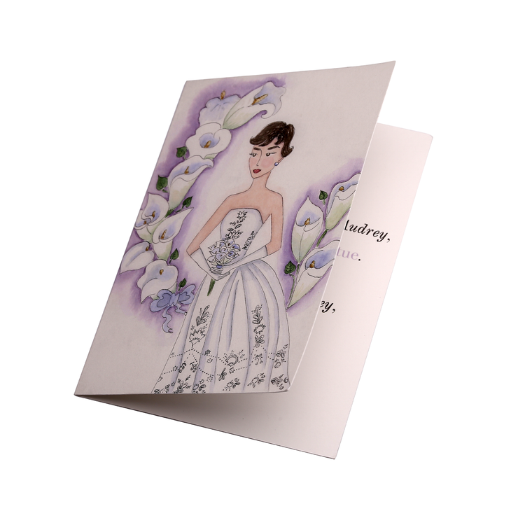 Audrey + the White Lily Hand Illustrated Greeting Card - Utopiat