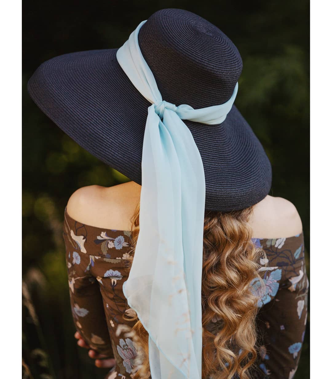 Color Me MIU Bundle 3 in 1 Premium Holiday Black Straw Hat with 3 Chiffon Silk Scarves in White,Rose,Aqua - Utopiat