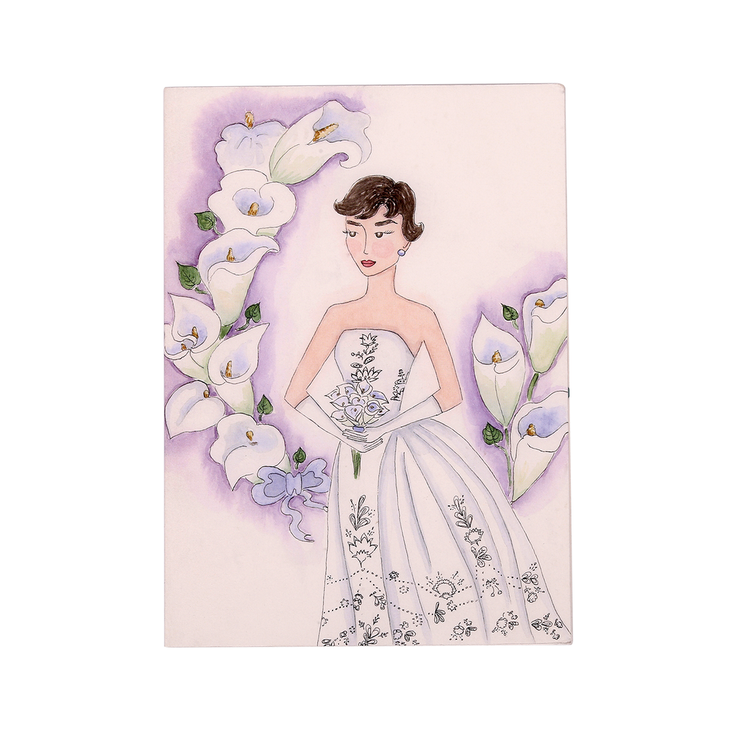 Audrey + the White Lily Hand Illustrated Greeting Card - Utopiat