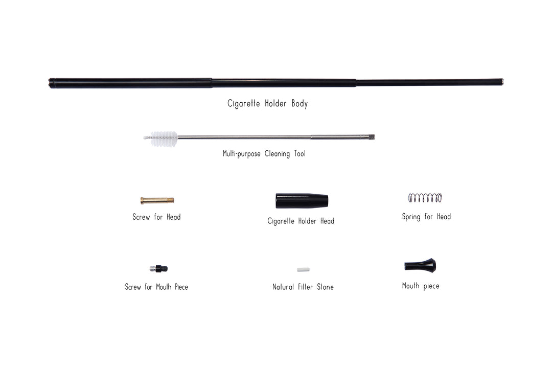 Filtered and Cleanable-The Upgraded Audrey Hepburn Inspired Functional All Metal Telescopic Cigarette Holder with Natural Filter Stone For Slim Size Cigarettes Virginia Slim and Hand Rolled Cigarettes - Utopiat