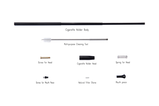 Filtered and Cleanable-The Upgraded Audrey Hepburn Inspired Functional All Metal Telescopic Cigarette Holder with Natural Filter Stone For Slim Size Cigarettes Virginia Slim and Hand Rolled Cigarettes - Utopiat