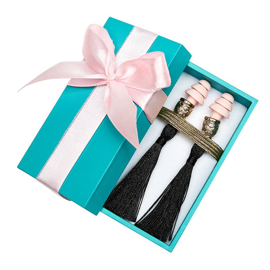 Holly Gift Boxed Tassel Ear Plugs in Midnight Black Inspired By Breakfast At Tiffany’s - Utopiat