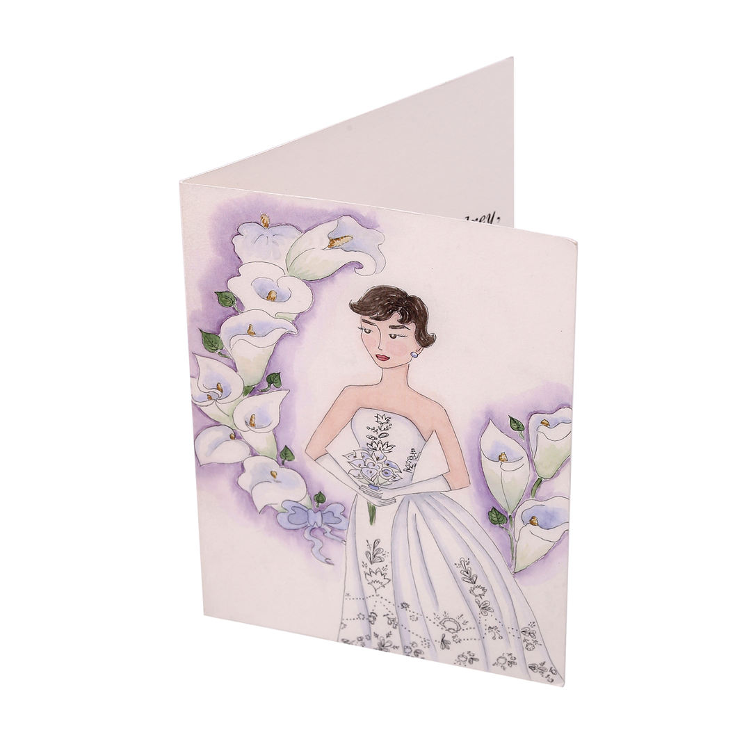 Audrey + the White Lily Hand Illustrated Greeting Card - Utopiat