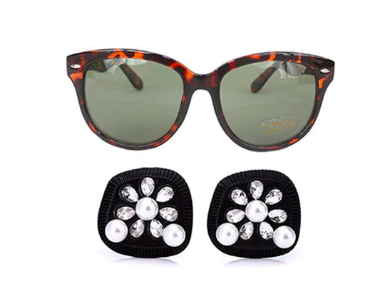 Holly Tortoise Shell Sunglasses & Oversized Earrings Inspired By Breakfast At Tiffany's - Utopiat