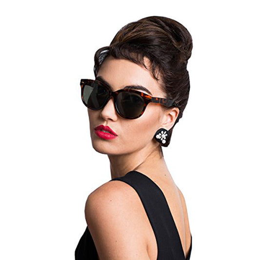 Holly Tortoise Shell Sunglasses & Oversized Earrings Inspired By Breakfast At Tiffany's - Utopiat