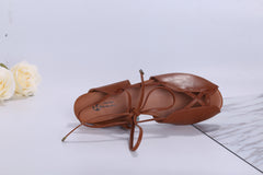 Princess Ann Gladiator Caramel Brown Sandals Inspired by Roman Holiday - Utopiat