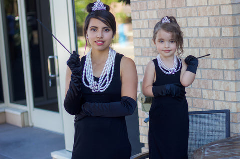 Matching Mommy and Me Holly Golightly Audrey Hepburn Complete Premium Halloween Costume Bundle Set