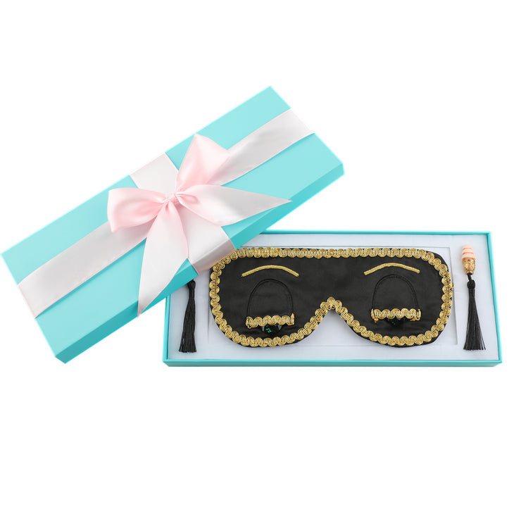 Sleepy Valentine-The Blue Silk Eye Mask+Aromatherapy Eye Pillow+Lavender Tassel Earplug Gift Box Set with Audrey Greeting Card