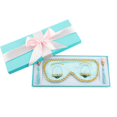 Sleepy Valentine-The Blue Silk Eye Mask+Aromatherapy Eye Pillow+Lavender Tassel Earplug Gift Box Set with Audrey Greeting Card - Utopiat