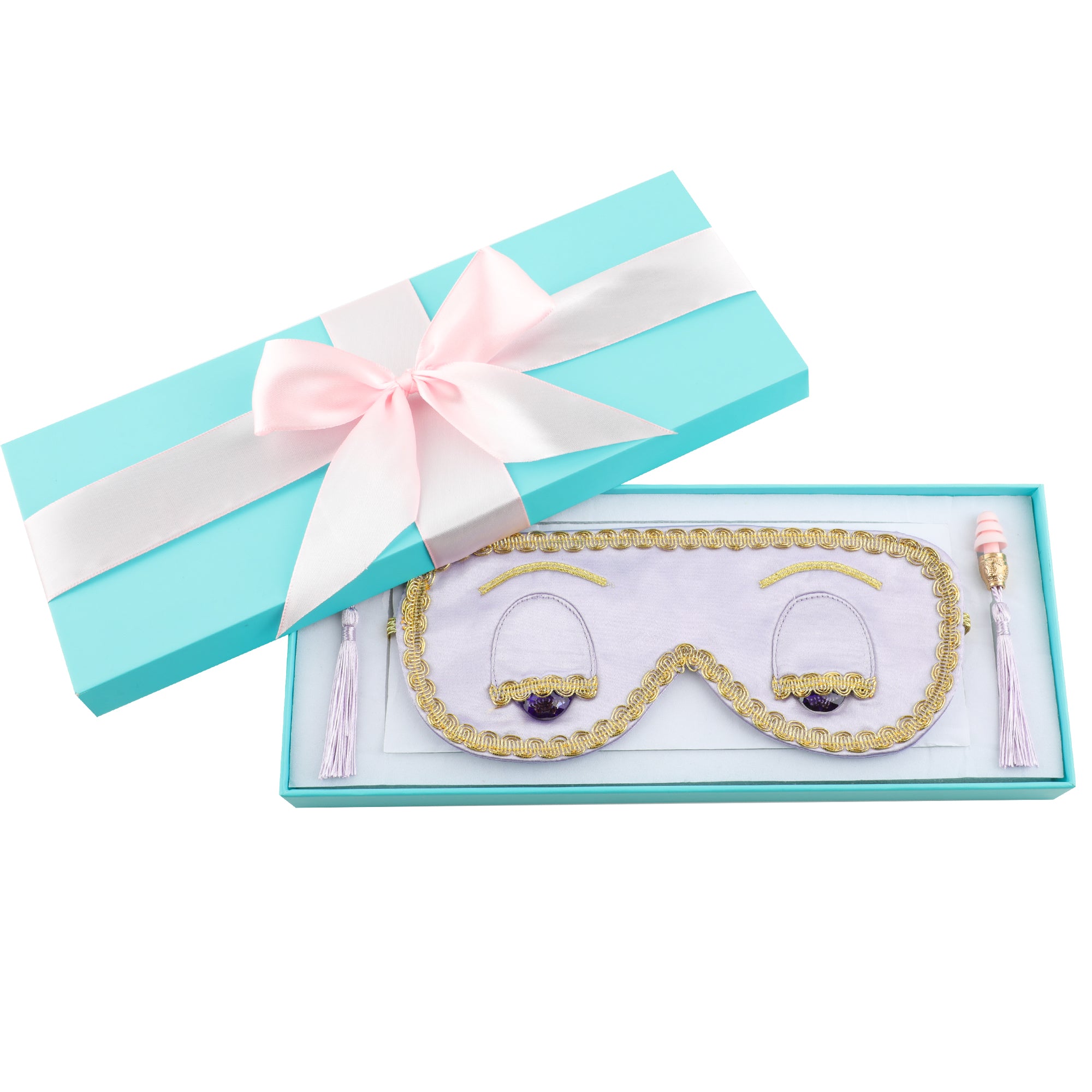 Sleepy Valentine-The Blue Silk Eye Mask+Aromatherapy Eye Pillow+Lavender Tassel Earplug Gift Box Set with Audrey Greeting Card - Utopiat