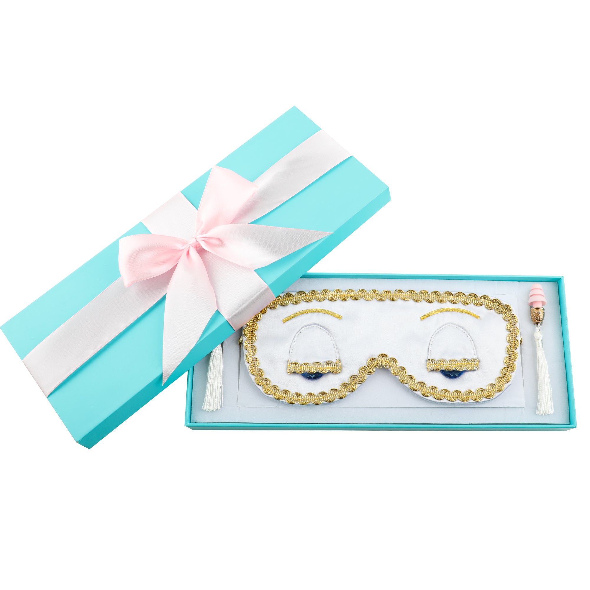 Sleepy Valentine-The Blue Silk Eye Mask+Aromatherapy Eye Pillow+Lavender Tassel Earplug Gift Box Set with Audrey Greeting Card - Utopiat