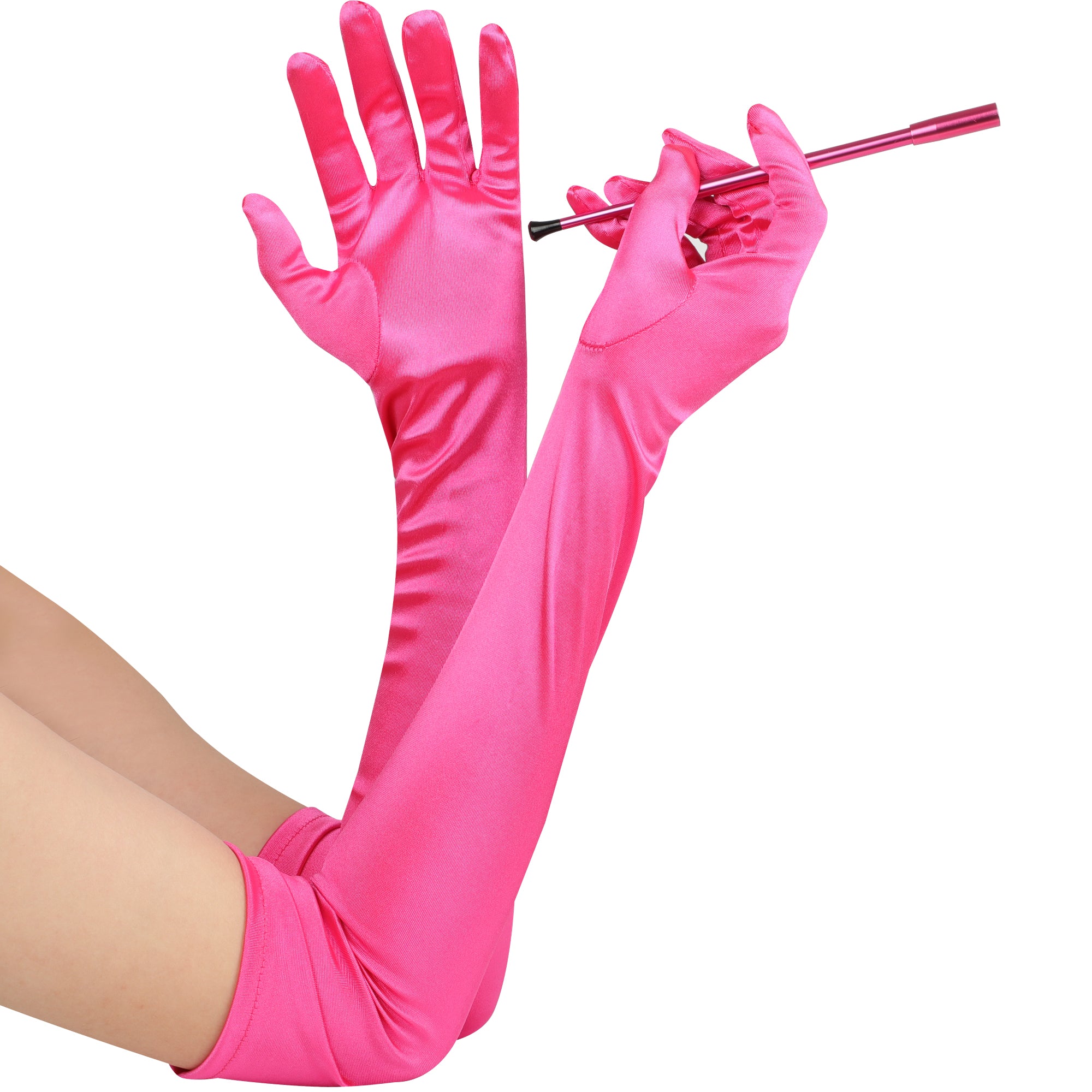 Vixen Accessory Bundle Set Telescopic Cigarette Holder + Long Satin Gloves Audrey Hepburn Inspired - Utopiat