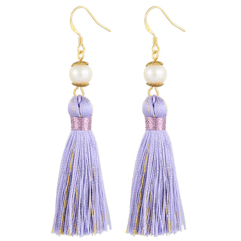 Holly Tassels and Pearl Earrings in Sparkling Lavender Inspired By Breakfast At Tiffany’s - Utopiat
