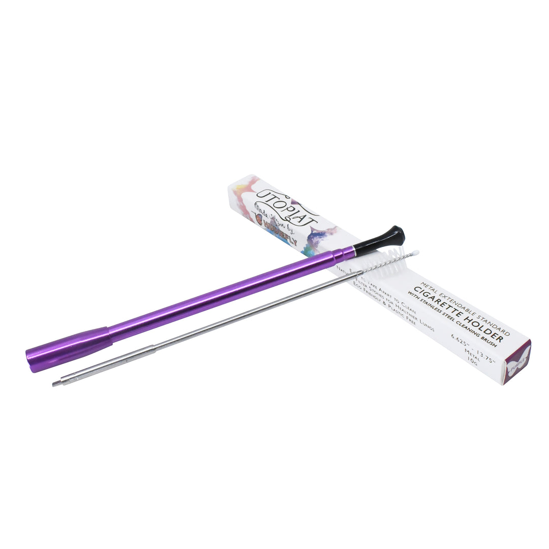 Filtered and Cleanable-The Upgraded Audrey Hepburn Inspired Functional All Metal Telescopic Cigarette Holder with Natural Filter Stone for Standard Size Cigarettes - Utopiat