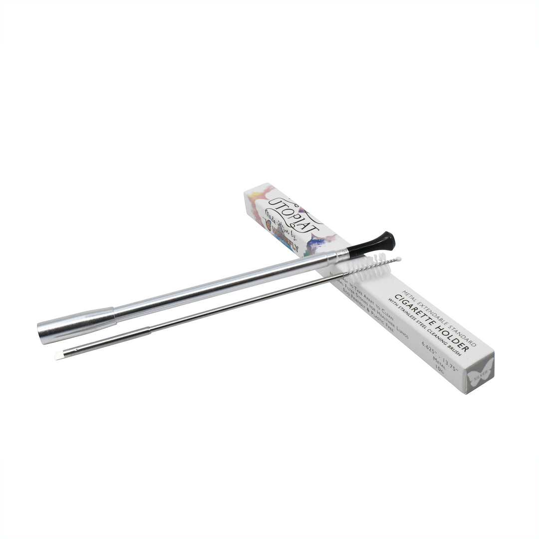 Filtered and Cleanable-The Upgraded Audrey Hepburn Inspired Functional All Metal Telescopic Cigarette Holder with Natural Filter Stone For Slim Size Cigarettes Virginia Slim and Hand Rolled Cigarettes - Utopiat