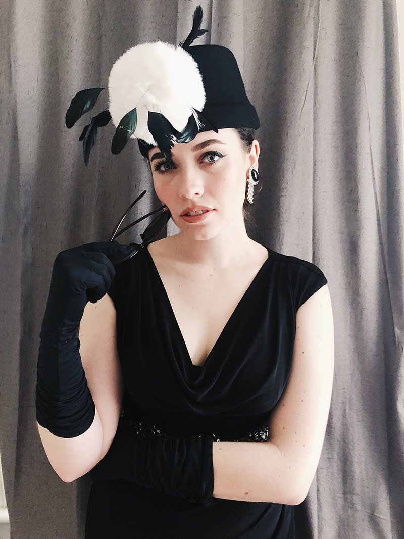 Holly Golightly Feather Hat Complete Costume Set - Utopiat