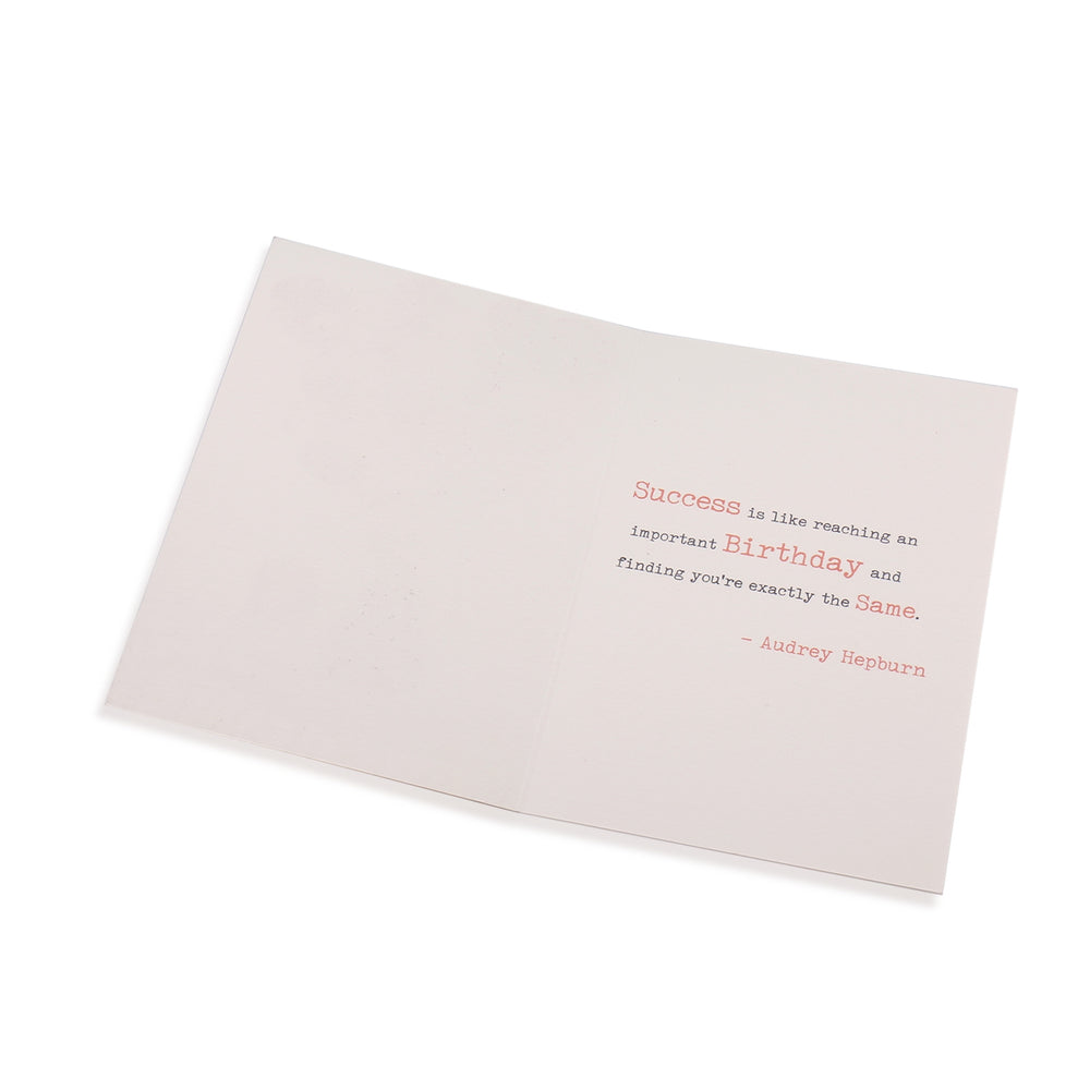 Birthday Greeting Card - Audrey + The Red Balloons above Parisian skyescape - Utopiat