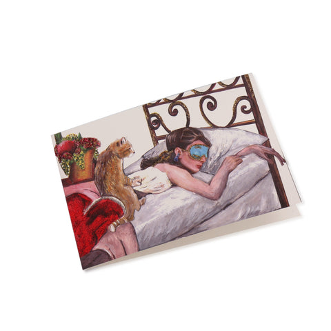 Sleepy Valentine-The Red Silk Eye Mask+Pink Tassel Earplug Gift Box Set with Audrey Greeting Card