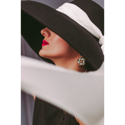 Holly -the Ultra Glamorous Oversized Wool Hat with three 100% Chiffon Silk Scarves Bundle Set