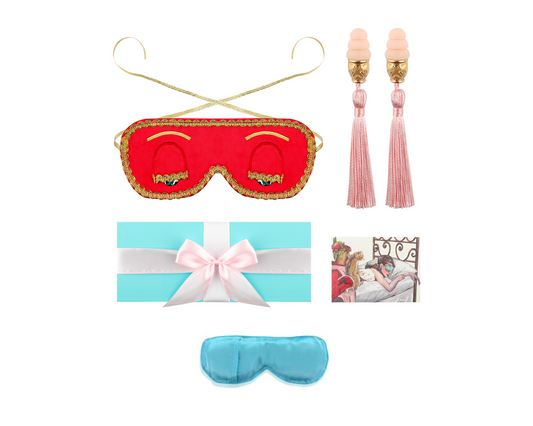 Sleepy Valentine-The Red Silk Eye Mask+Aromatherapy Eye Pillow+Pink Tassel Earplug Gift Box Set with Audrey Greeting Card - Utopiat