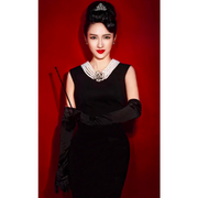 Holly Iconic Black Dress Costume Set In Cotton Inspired By Breakfast At Tiffany’s - Utopiat