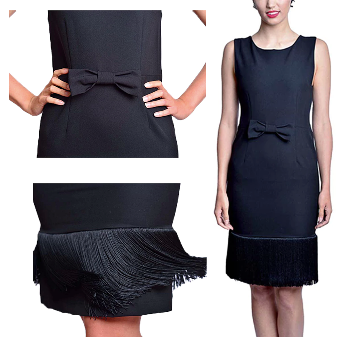 Holly Black Fringe Dress & Accessories Set Inspired By Breakfast At Tiffany’s - Utopiat