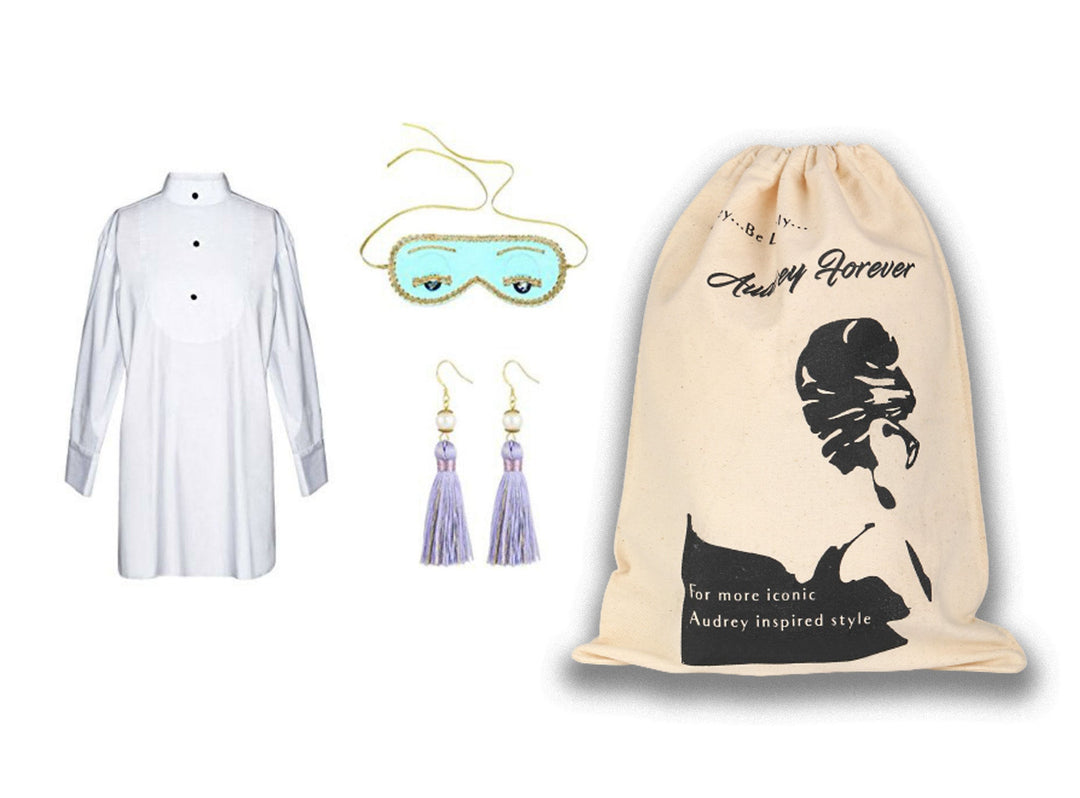 Audrey in a Bag Premium Iconic Holly Complete Sleep Costume Set with Tassel Earrings – Elegant Halloween & Everyday Loungewear - Utopiat