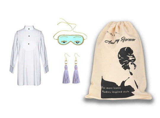 Audrey in a Bag Premium Iconic Holly Complete Sleep Costume Set with Tassel Earrings – Elegant Halloween & Everyday Loungewear - Utopiat