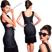 Holly Black Fringe Dress & Accessories Set Inspired By Breakfast At Tiffany’s - Utopiat