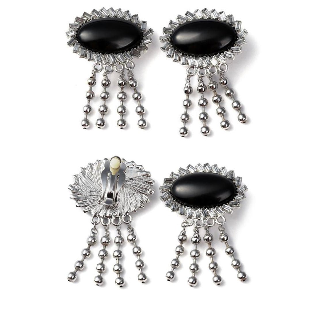 Holly Black Fringe Dress & Oversized Jewelry Set Inspired By BAT (Rental) - Utopiat