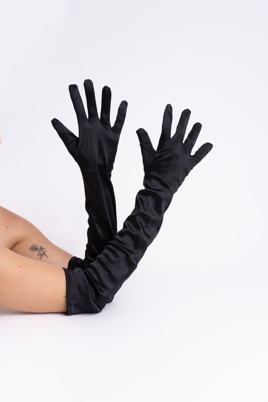 Holly Golightly Costume Women Accessories Set for Halloween Fancy 5 Strand Pearl Necklace with Flower Pendant Functional Long Extendable Cigarette Holder and Long Black Opera Satin Gloves (Rental) - Utopiat